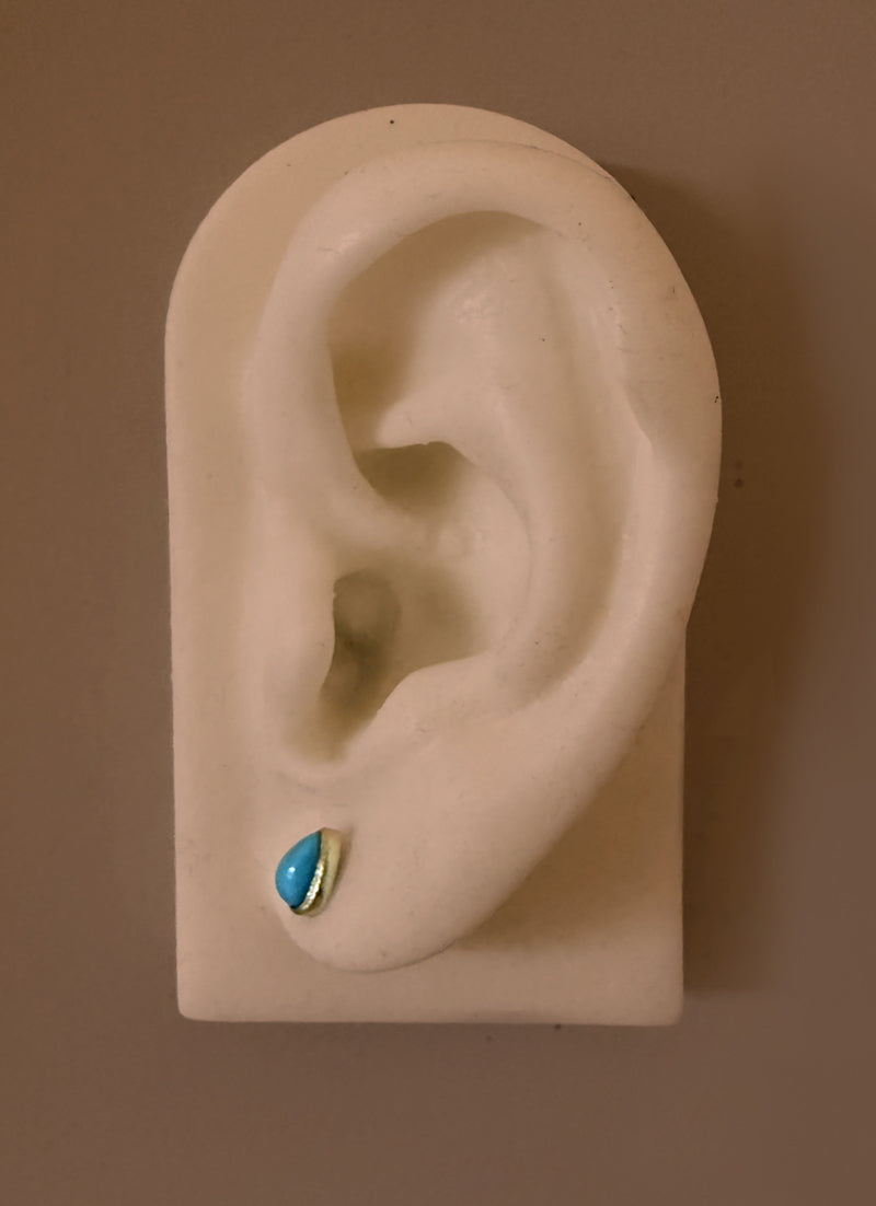Gold Teardrop Studs with Turquoise