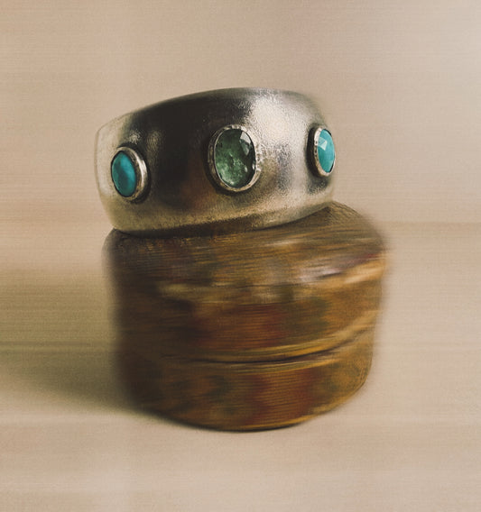 Sterling Cuff with Oval Gemstones