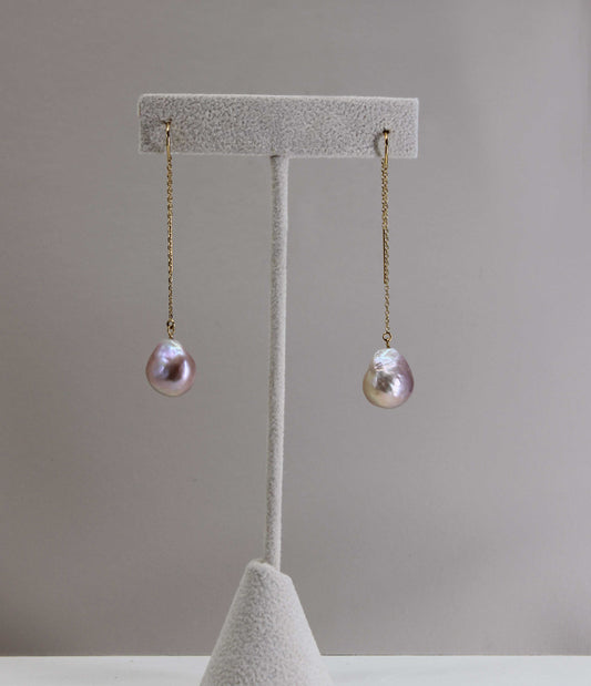 Gold Pearl Chain Drops
