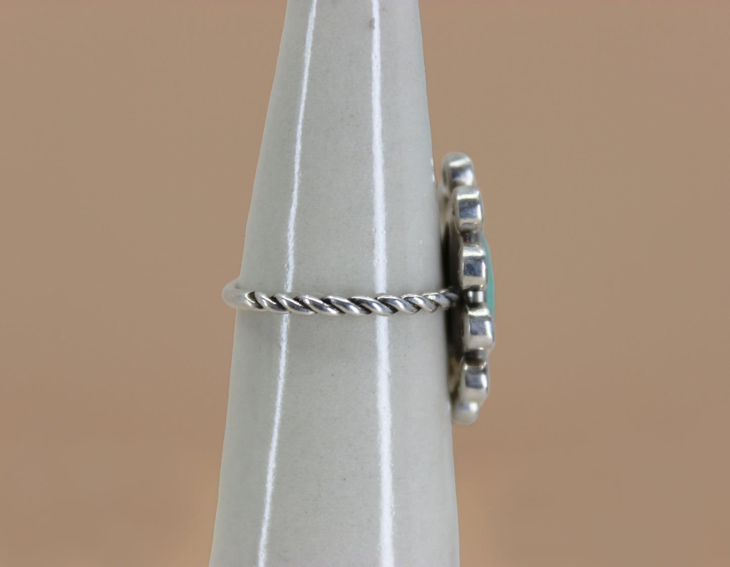 Sterling Turquoise ring with Tourmaline Halo