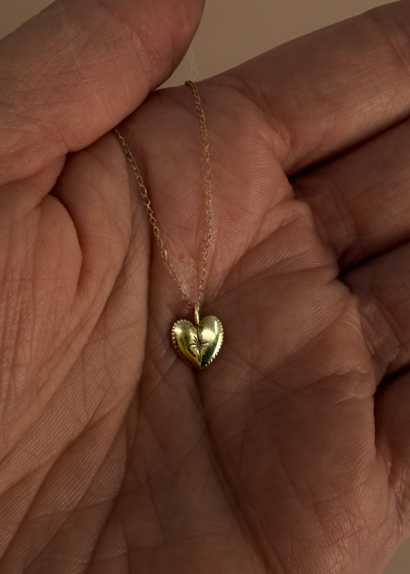 Gold Starburst Heart Necklace