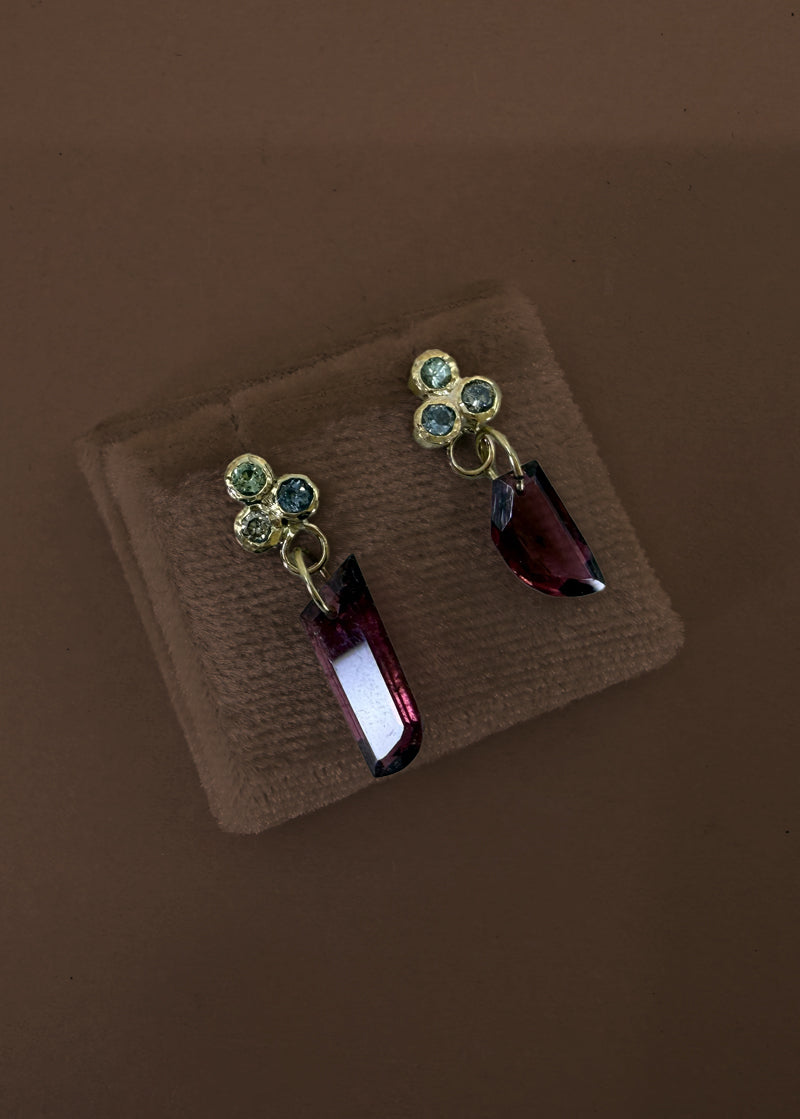 Bezel cluster with Tourmaline Drops