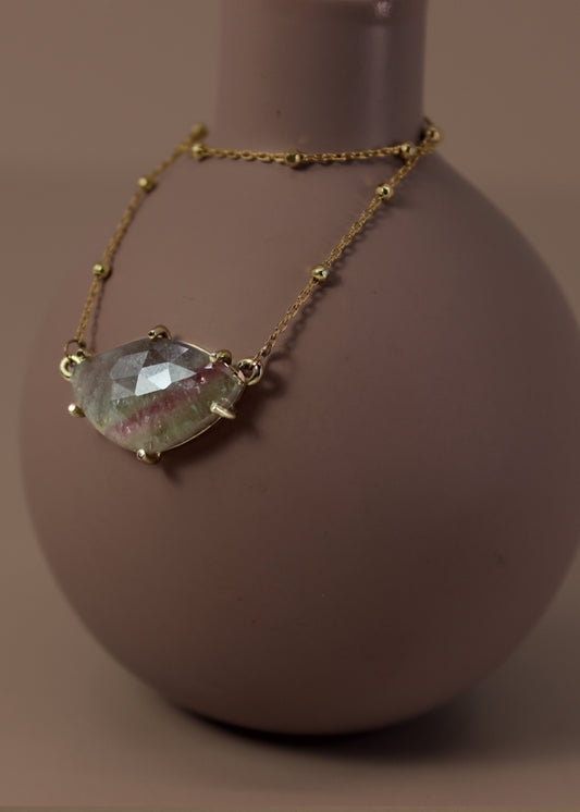 Gold Rainbow Streak Tourmaline Necklace