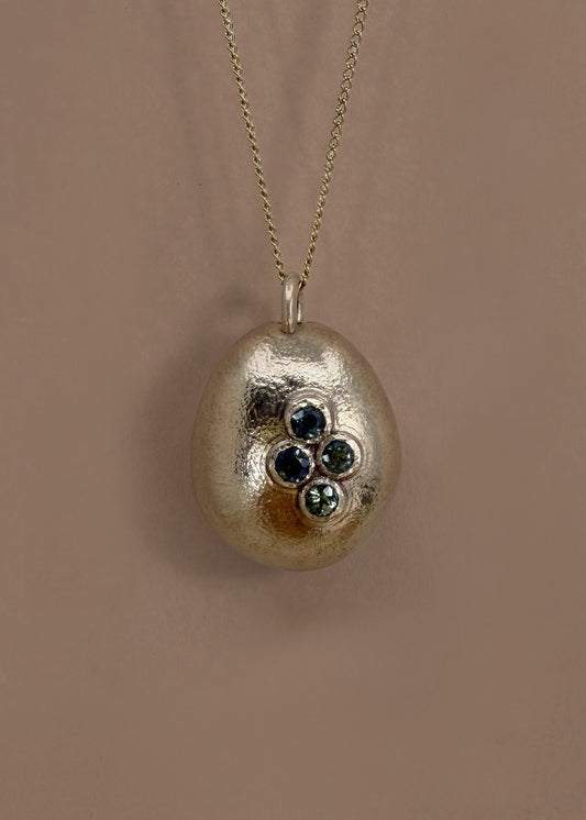 Bronze Sapphire Cluster Pendant, Reserved Custom Order