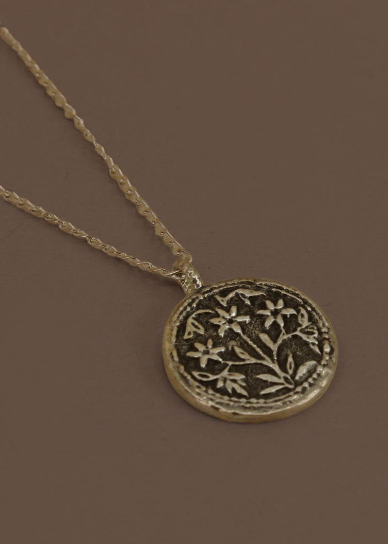 Gold Floral Necklace, 14K Dainty Pendant