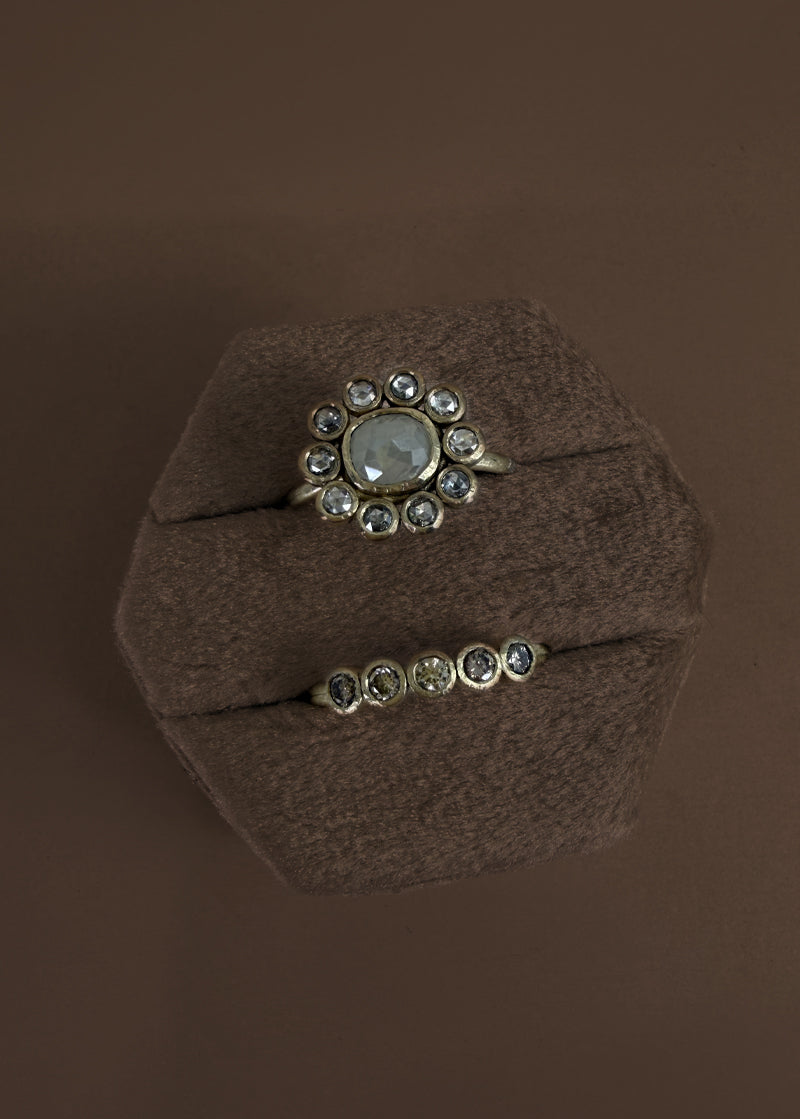 Rustic Diamond Ring with Rose-cut Halo