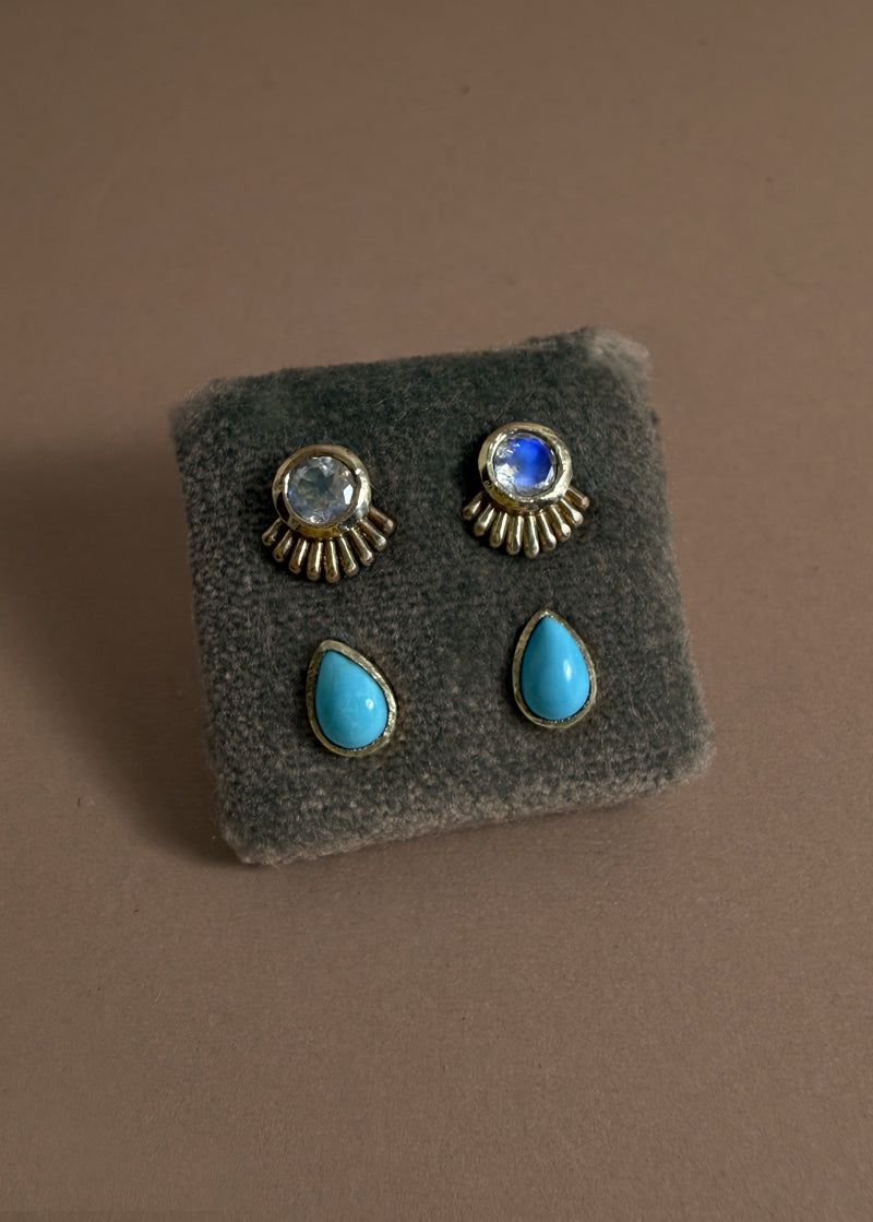 Gold Moonstone Studs