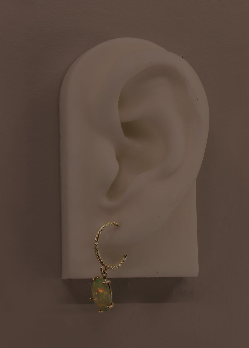 Gold Rope Hoops with Opal Drops
