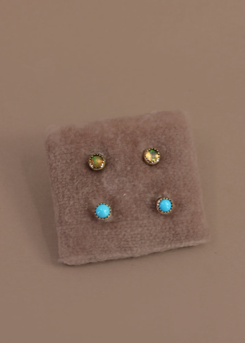 Gold Gemstone Studs