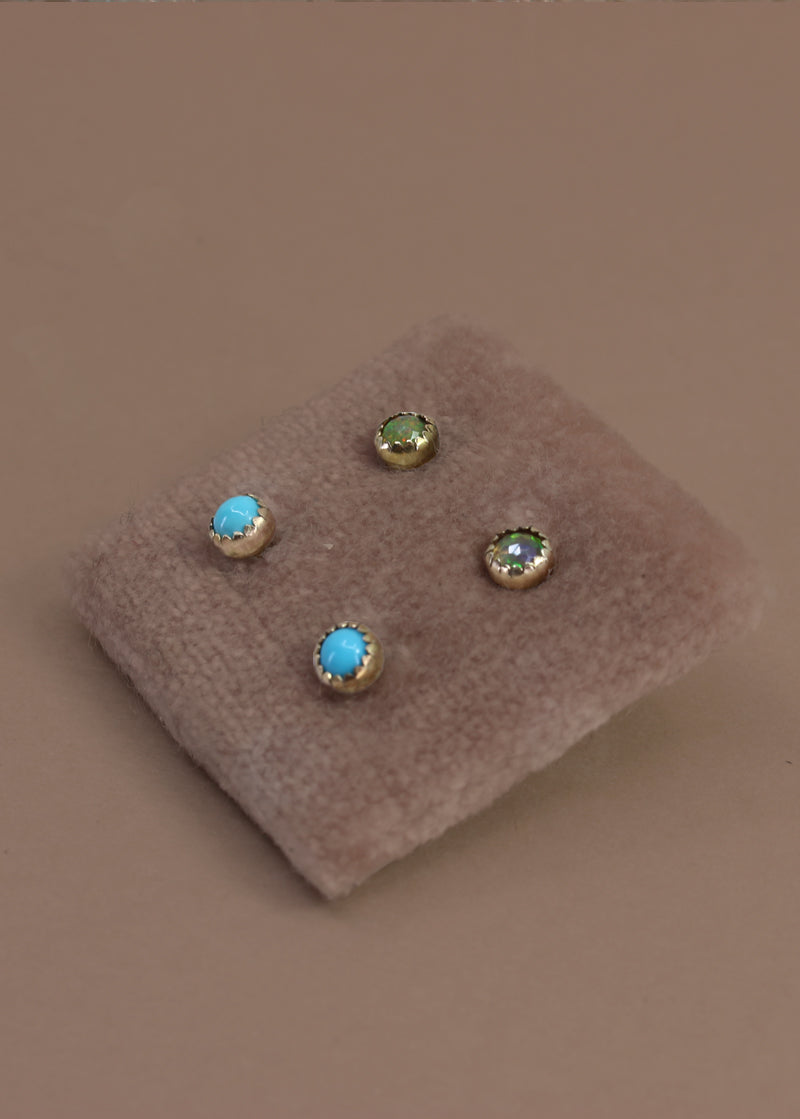 Gold Gemstone Studs