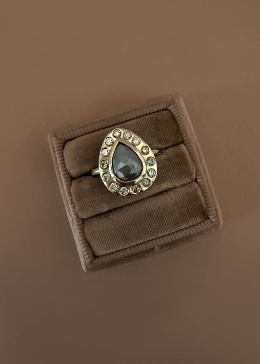 Gold Pear Shaped Diamond Halo