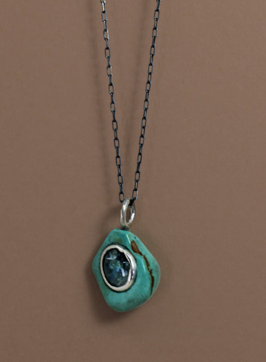 Turquoise nugget with Aquamarine