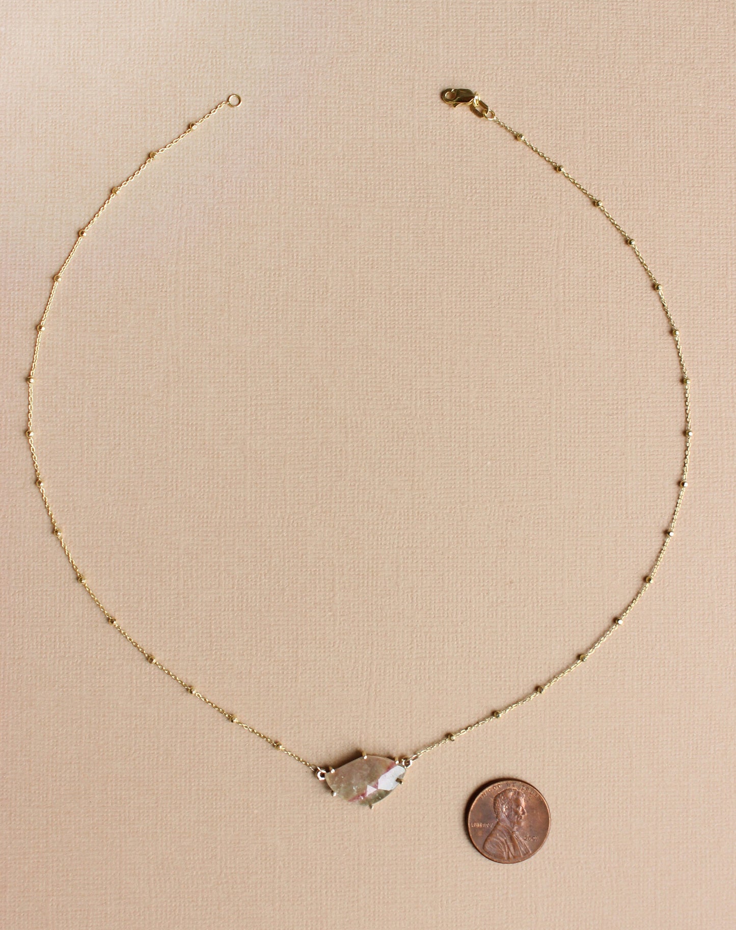 Gold Rainbow Streak Tourmaline Necklace