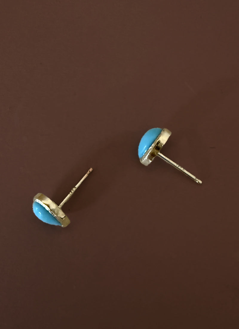Gold Teardrop Studs with Turquoise