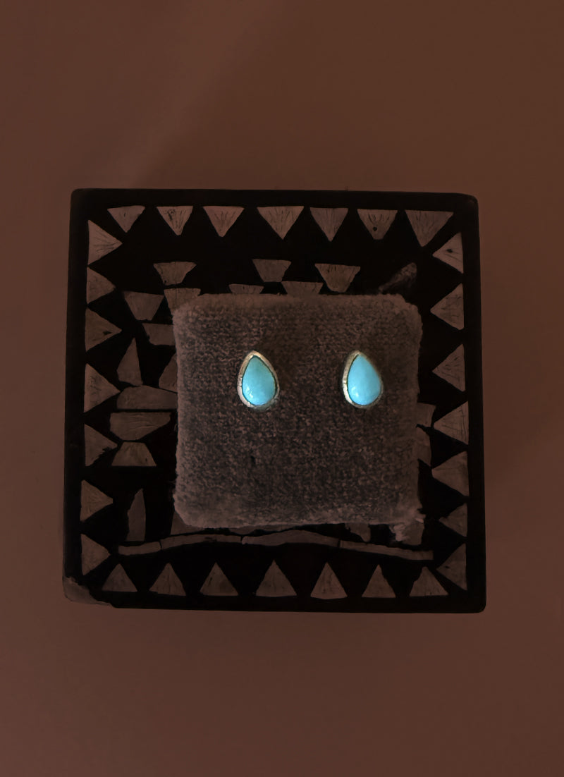 Gold Teardrop Studs with Turquoise
