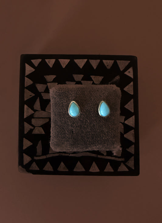 Gold Teardrop Studs with Turquoise