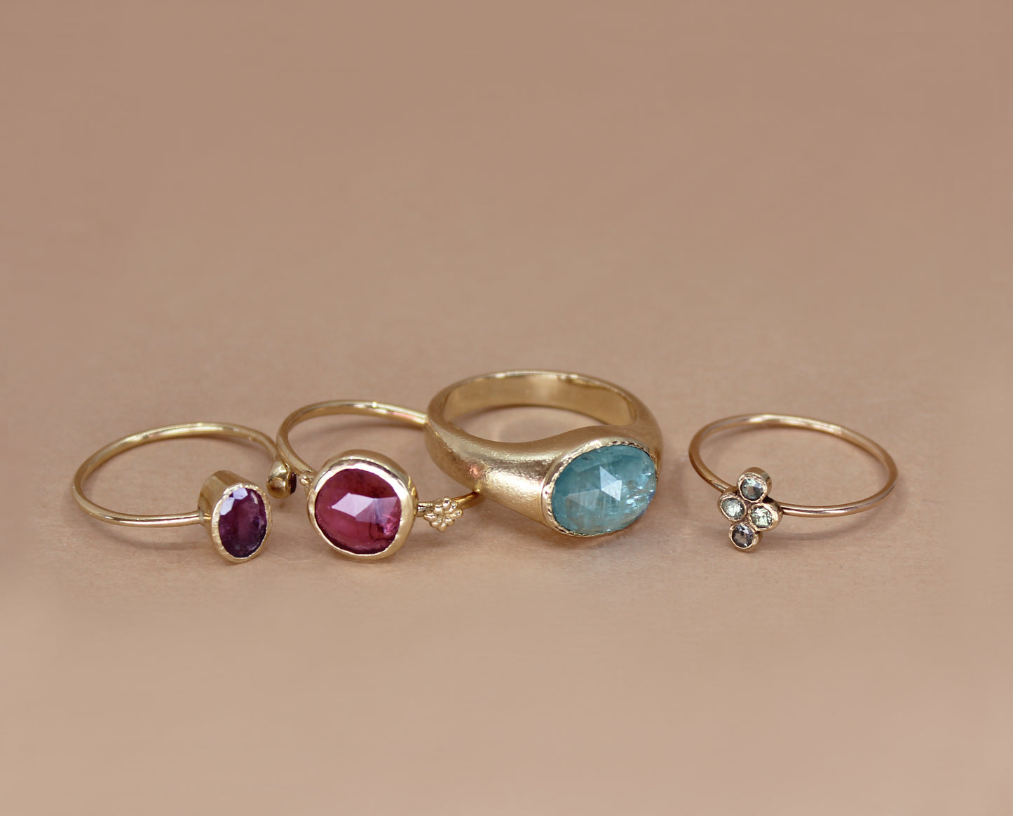 10KY Gold Bezel Set Rose-cut Kyanite Ring