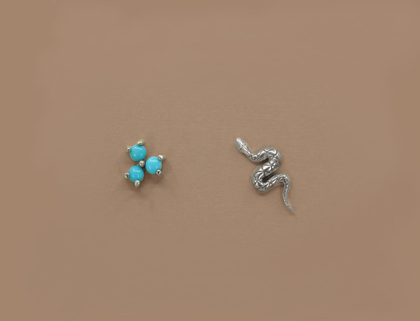 Sterling Mismatched Turquoise Snake Set