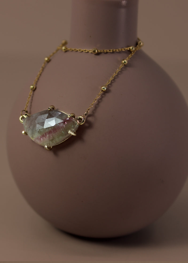 Gold Rainbow Streak Tourmaline Necklace