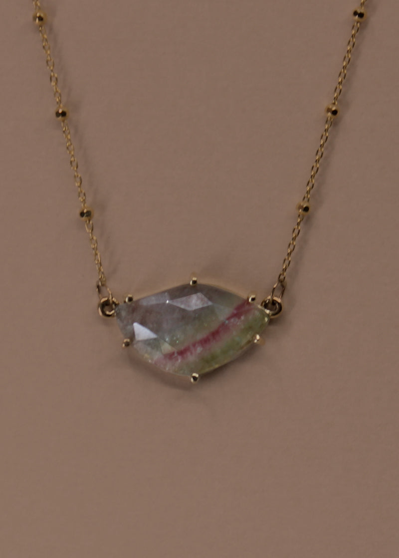 Gold Rainbow Streak Tourmaline Necklace