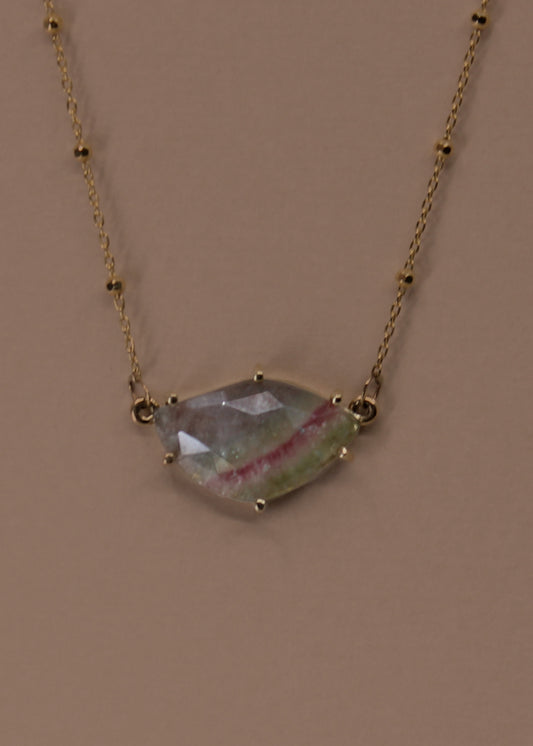 Gold Rainbow Streak Tourmaline Necklace