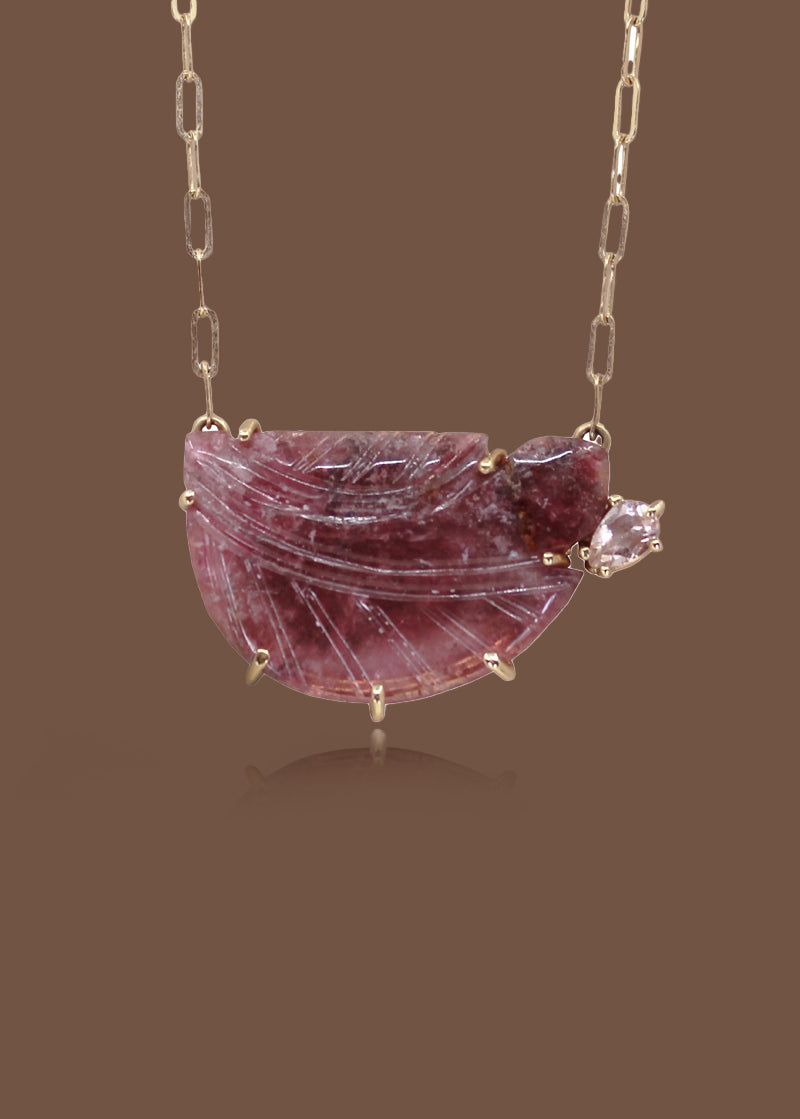 Tourmaline Feather Necklace