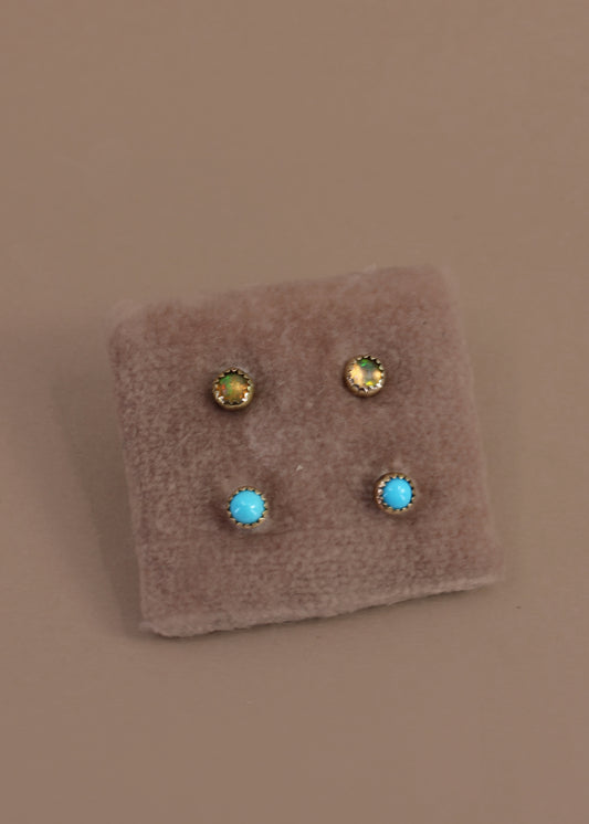 Gold Gemstone Studs