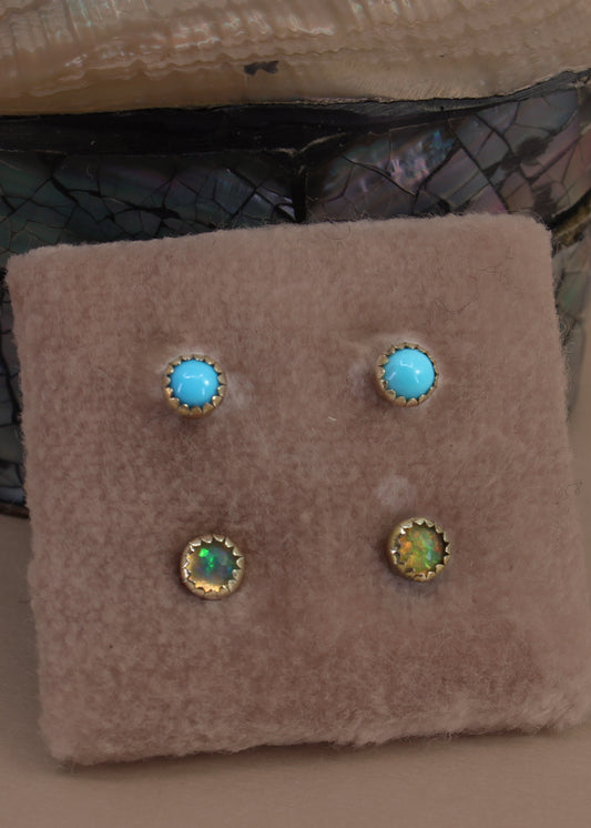 Gold Gemstone Studs