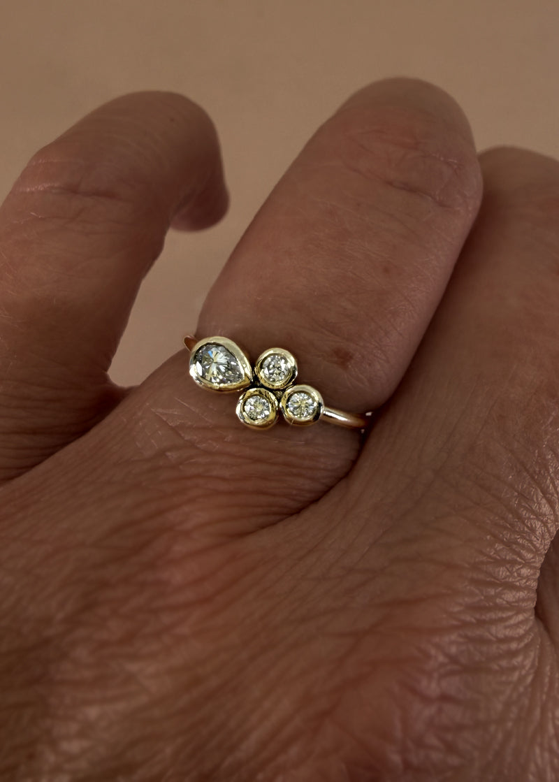 Pear Shaped Diamond Cluster Ring
