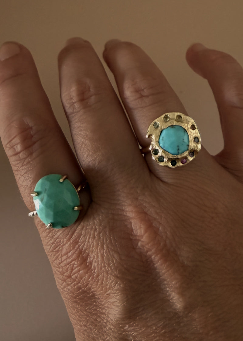 Gold Turquoise cocktail ring