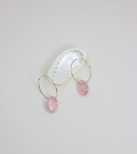 Gold Hoop Tourmaline Drops